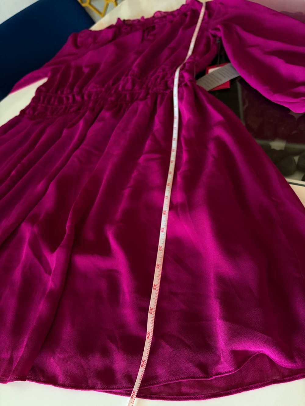 NWT- Vince Camuto Long-Sleeve Smocked Waist Dress - Picture 7 of 10